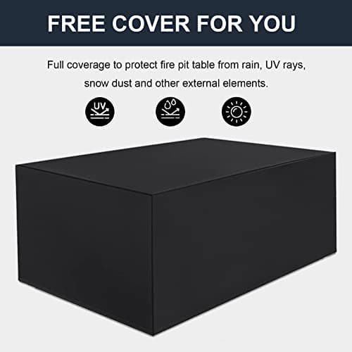44 Inch Propane Gas Fire Pits Table for Outside Patio, 60000 BTU Rectangular Outdoor Wicker Rattan Fire Pit with Glass Wind Guard