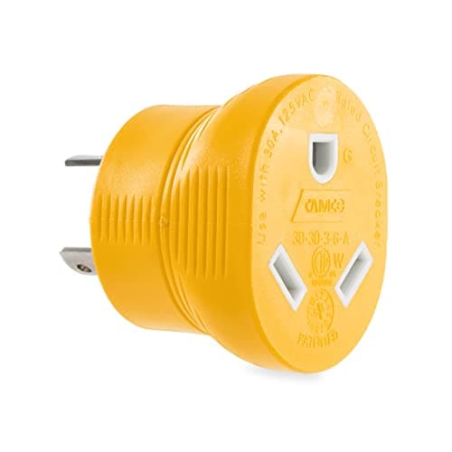 Camco Power Grip Camper/RV Generator Adapter | Features a Heavy-Duty 30 Amp Locking Male and Female Connection | Rated for 125 Volts / 3750 Watts (55333)