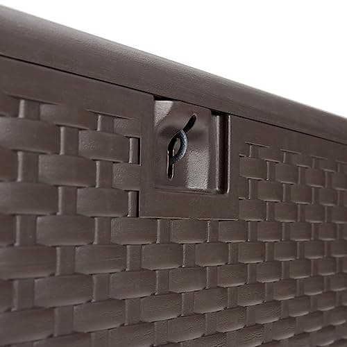 Amazon Basics Outdoor Patio Storage Box 150 Gallon Deck Box, Waterproof and Weather-resistant, Furniture Cushions Garden Tools, Brown