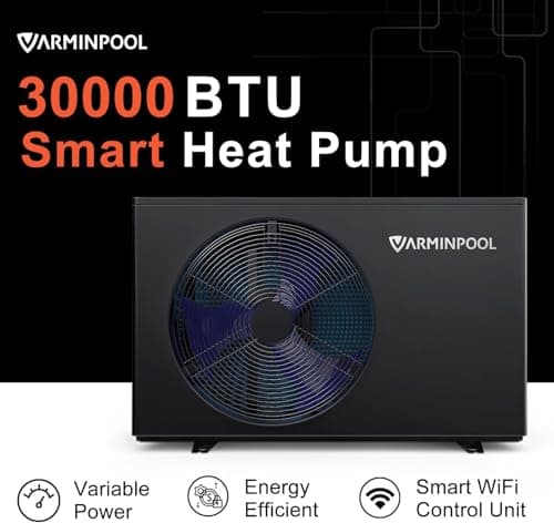 30,000 BTU Electric Pool Heater, for Above and In Ground Pool Up to 10,000 Gallons, Pool Heater with WiFi Control App, Pool Heat Pump, Smart Inverter, Swimming Pool Heater
