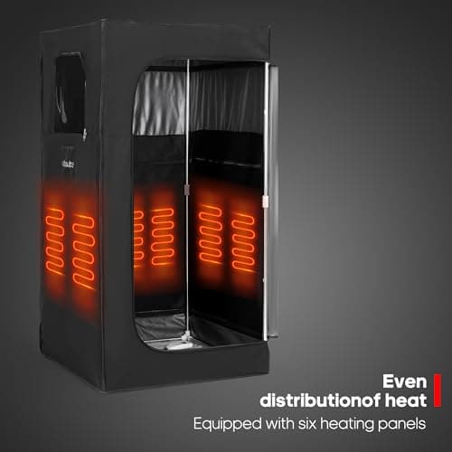 WILLOWYBE Portable Infrared Sauna for Home with 6 Heating Plates, Sauna Tent, Foot Heating Pad and LED Warm Light, Dry Infrared Sauna Box for Full Body, Personal Home Spa