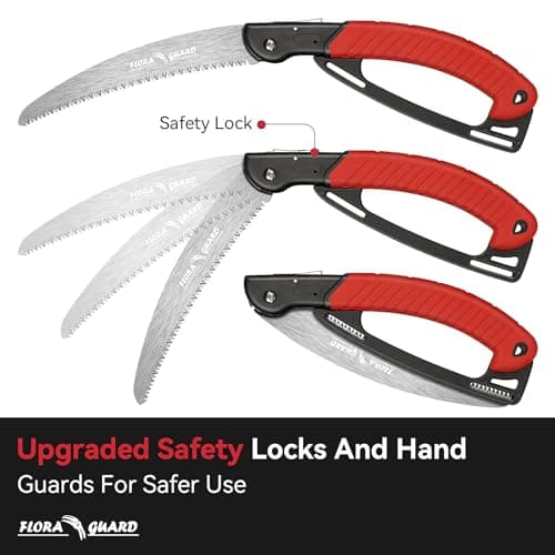 FLORA GUARD 10-Inch Folding Hand Saw, Heavy Duty Pruning Saw with Multi-Level Razer Teeth for Wood Cutting, Tree Trimming, Professional Camping Gardening Tools