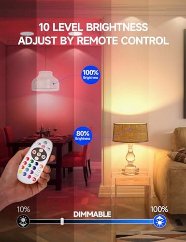 BR30 Color Changing Light Bulb, LED Flood Lights 12W Dimmable, 100W Equivalent, RGB+2700K+4000K+6500K, Remote Control, 1050LM, E26 Multi-Color Can Light Bulbs for Ceiling, 2 Pack