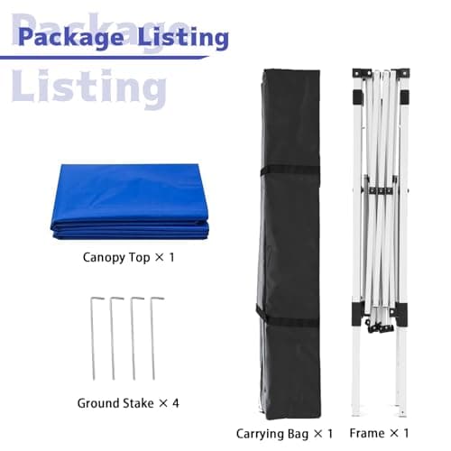 Canopy Tent, 10X10 FT Pop Up Canopy Outdoor Instant Tent Slant Legs with Carrying Bag, Portable Gazebo Shelter for Patio Deck Garden and Beach - 8X8 FT Canopy Cover (Blue)