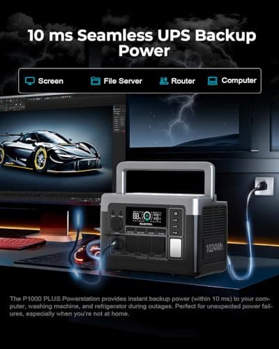 OUKITEL Portable Power Station P1000 Plus, 1800W (3600W Peak), 1024Wh Solar Generator, 0-80% in 45Min, LiFePO4 Battery for Home, Power Outages, Camping & RVs