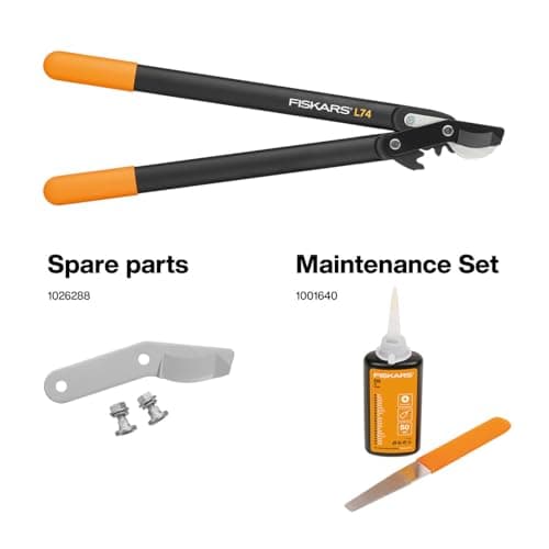 Fiskars PowerGear Lopper Bypass, Hook Head (M) L74, Hook Head, Non-stick coating, Cutting Diameter : 3.8 cm, Hardened steel, Length: 55 cm, Black/Orange, 1000582