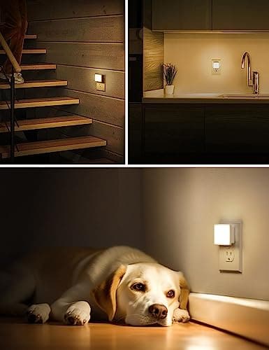 L LOHAS LED Night Lights Plug into Wall 2-Pack, 0.3W Plug in Night Light, Dusk to Dawn, 3000K Soft White, Bright Nightlight Auto-On/Off, for Adults Kids Room Bedroom Bathroom Hallway Kitchen, Non-Dim