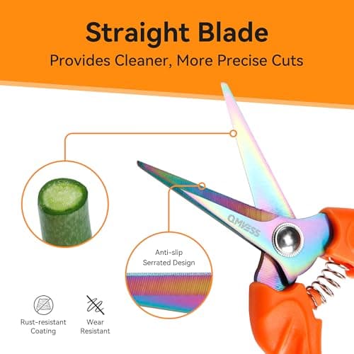 QMVESS Stainless Steel Garden Shears, Precision Cutting Pruning Shears, Lightweight Ergonomic Garden Clippers with Titanium Coating Straight Blade 3 Pcs Gardening Shears, Pruning Shears for Gardening