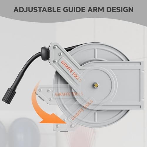 Giraffe Tools Pressure Washer Hose Reel, 1/4" × 65ft Pressure Hose Reel, Auto Rewind Power Washer Hose Reel, Wall/Floor Mounted, 3200 PSI