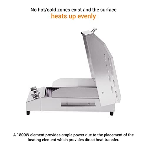 KENYON G2 Electric Grill with Stand, Stainless Steel, Rust Proof, Single Burner, Freestanding Grill, UL Approved for Indoor and Outdoor Use, 120V