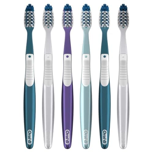Oral-B Pro Health CrossAction All in One Soft Toothbrushes, Deep Plaque Fighter, Rounded Bristles Gentle on Teeth, Tongue and Cheek Cleaner, Gum Stimulators, 6 Count, Tooth Brush Pack
