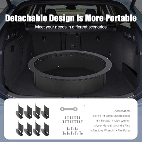 30 inch Fire Pit Ring for Outside, Large Smokeless Firepit Insert, Fire Ring for Camping, Wood Burning Fire Pit Rim, DIY Fire Rings for Yard/Garden Bonfires, Outdoor Fireplace