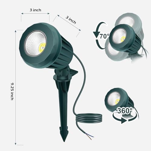 Low Voltage Landscape Lighting: 10W 1000LM LED Landscape Lights Outdoor 2700K Warm White Spotlights with IP67 Waterproof for Yard Garden | 6 Pack of 12V/24V Low Voltage Lights with Connectors