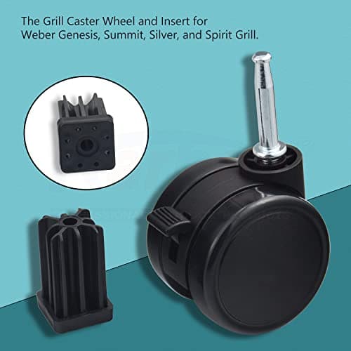 Caster Wheel Gas Grills/Stem Style Locking Swivel Caster 6414 306414 for Weber, Genesis, Summit, Silver, Spirit Gas Grills, Includes Caster Insert (2 5/16" in Diameter) (2)