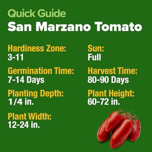 HOME GROWN San Marzano Tomato Seeds - 66 Non-GMO, USA Sourced Heirloom Tomato Seeds - Vegetable Seeds for Planting Indoor or Outdoor (Solanum lycopersicum)
