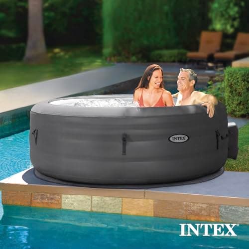 INTEX SimpleSpa Inflatable Hot Tub, 6 Person Bubble Massage Spa with Built-in Pump and Energy Efficient Cover