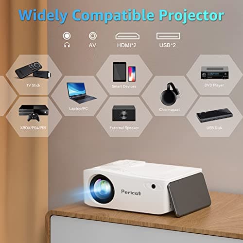 5G WiFi Bluetooth Projector, Native 1080P Outdoor Movie Projector with 300" Display, 380ANSI Home Theater Video Projector 4K Supported, LED Video Projector Compatible with TV Stick, Phone/PC