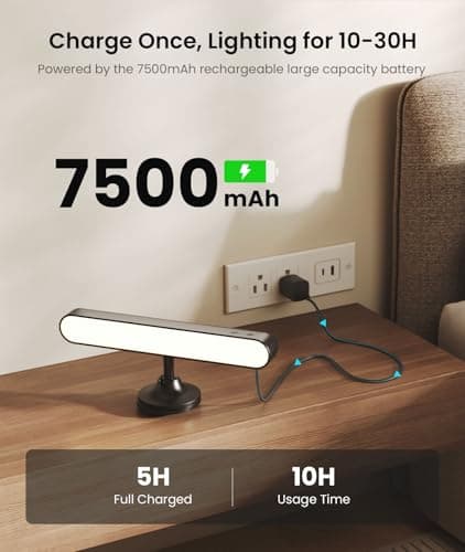 Rechargeable Wall Sconces LED Wall Lights with 7500mAh Battery Lamp for Bedroom, Touch and Remote Control, 3 Colors Wall Light 360° Rotate Dimmable Brightness with 15 RGB Colors