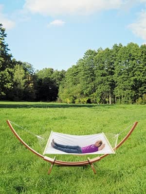 ONCLOUD 14 Ft Wooden Arc Hammock Stand Double Person Hammock Stand Only, Heavy Duty 400 LBS, Amber Yellow