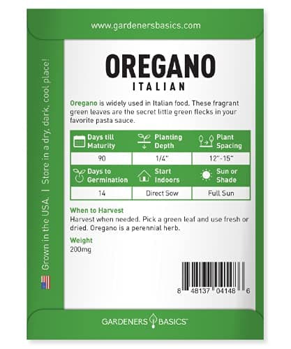 Gardeners Basics, Oregano Seeds for Planting Heirloom Non-GMO Herb Plant Seeds for Home Herb Garden Makes a Great Gift for Gardening