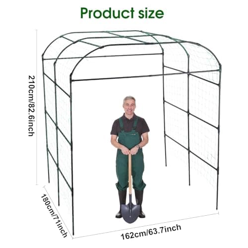 Garden Arch Trellis for Climbing Plants Outdoor, Grape Vine Tomato Bean U Frame Plant Vegetable Support, Cucumber Pergola for Backyard, Black