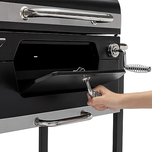 Royal Gourmet CD1824M 24-Inch Charcoal Grill, BBQ Smoker with Handle and Folding Table, Perfect for Outdoor Patio, Garden and Backyard Grilling, Black, Medium