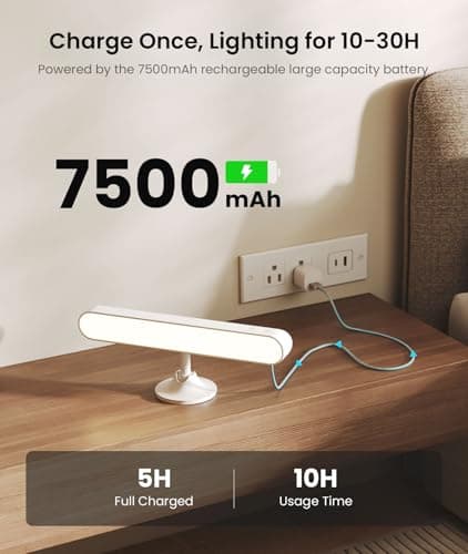 Wall Sconce with 7500mAh Rechargeable Battery LED Wall Light for Bedroom with Remote Control, 3 Colors Wireless Wall Lamp 360° Rotate Dimmable Brightness with 15 RGB Colors,White,1Pack