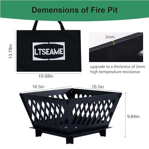 17 inch Portable Fire Pit for Outside Collapsible Plug Fire Pit Suitable for Camping, Picnics, Courtyards, Garden Bonfires and Outdoor Firewood with Storage Bag