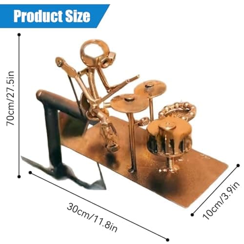 Handmade Metal Drummer Windmill – 2025 Rockin Percussionist Figurine, Wind-Powered Kinetic Sculpture, Garden Wind Spinner for Yard, Lawn, Patio Decoration (Golden)