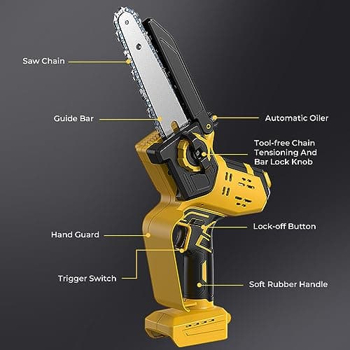 Mini Chainsaw for Dewalt 20V MAX Battery, Auto-Oiler, 8-Inch and 6-Inch 2-IN-1 Brushless Cordless Pruning Chainsaw, Battery Powered Mini Chainsaw for Wood Cutting (Tools only)