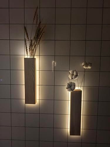 Artificial Eucalyptus with LED Lights Wall Planters Rustic Wall Decor with Lights Wall Sconces Fake Vines for Room Decor Home Bedroom Living Room Bathroom Hanging Vase for Dried Flowers Faux Plants
