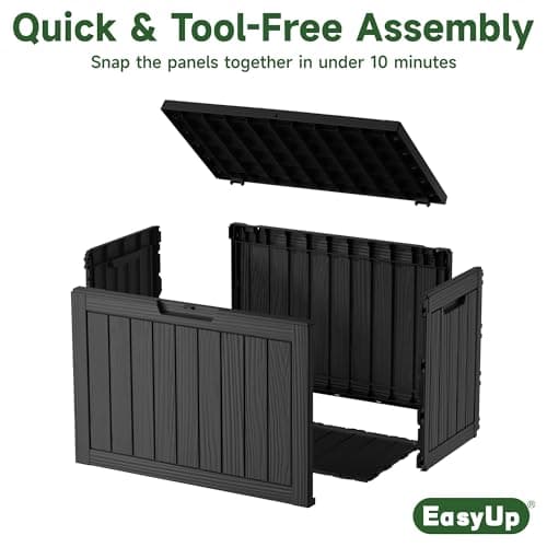 45 Gallon Outdoor Storage Box, Resin Waterproof UV-Resistant Deck Box, Reinforced Stability for Patio, Garden, and Poolside, Striped Black
