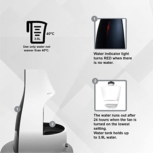 XBrand Oscillating Pedestal Fan with Mist, Misting Fan for Home, Office, Patios with Timer & Remote Control, 47 Inch Height,Black and White