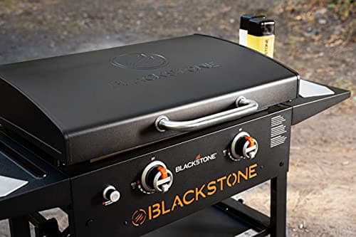 BLACKSTONE 1883 Original 28” Griddle with Integrated Protective Hood and Counter Height Side Shelves, Powder Coated Steel, Black