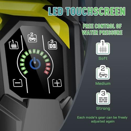 Electric Pressure Washer 5000PSI-Max 3.6GPM Power Washer Touch Screen Adjustable Pressure,4 Nozzles and 500ml Foam Cannon Power Washer Cleaning for Patio Yellow