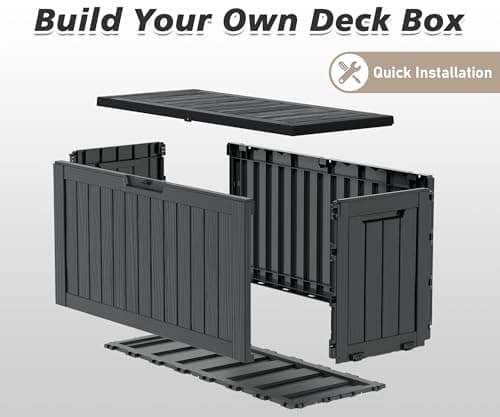 NUNU LAB 72 Gallon Outdoor Storage Box,Deck Box Resin Large Sturdy, Backyard Outside Storage Box Waterproof with Double Wall Panels,Package Delivery Box,Garden Box,Outdoor Hose Storage Bin,Tool Box