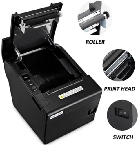 80H 80mm Restaurant Auto cutter wireless Android Thermal Receipt Bill Ticket Printer for Small Business, Compatible with Android/Windows, Not for iOS/iPad/Mac (Bluetooth+LAN/Ethernet+USB)