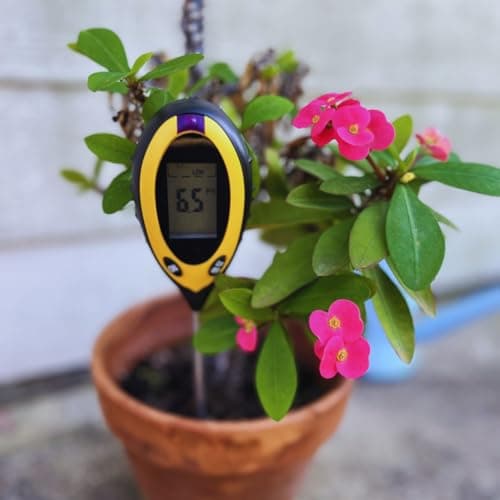 4-in-1 Soil Moisture Meter, High Precision, Digital Plant Temperature/PH Meter/Sunlight Intensity, Backlight LCD Display, Soil Test Meter for Gardening, Lawn, Farming, and Outdoor Plants