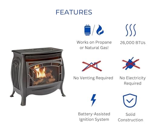 Duluth Forge Dual Fuel Ventless Gas Stove - Model FDSR25, Matte Finish, Remote Control
