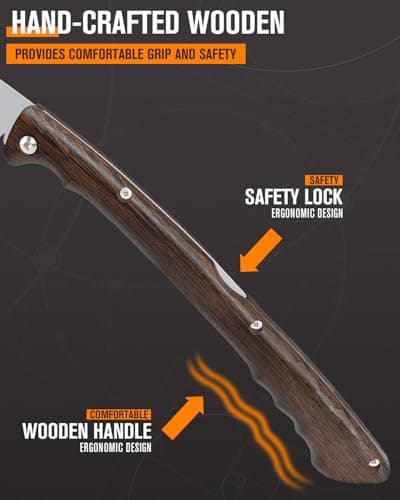 Folding Pruning Saw 10 Inch with Leather Sheath and Wenge Wooden Handle, SK5 Steel Blade, Foldable Hand Saw for Camping, Survival, Wood Cutting, Bushcraft and Tree Trimming