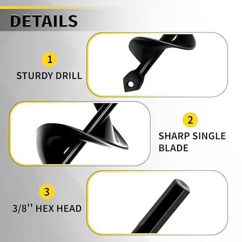 Auger Drill Bit for Planting - 1.6" x 16.5" Plant Auger for Cordless Drill - Bulb Planter Tool for Bulbs Planting&Holes Digging - 3/8" Hex Drive Drill