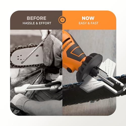 Sharp Pebble Electric Chainsaw Sharpener Kit - Comes with Chain Saw Sharpener Tool, 4 File Size Diamond Sharpening Wheels, Angle Attachment, Wrench & eBook.