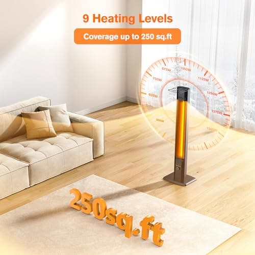 FLOWBREEZE Patio Heater, Portable Outdoor Heater, 1200W, 3S Instant Heating, Infrared Heater with 60°Oscillating, 180min Timer, Tip-over Protection, Super Quiet Electric Heaters for Indoor Outdoor Use