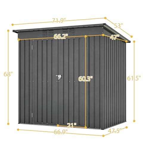 6x4 FT Outdoor Storage Shed with Lockable Double Doors, Aluminum Frame, Weatherproof with Frame Floor, Metal Tool Shed for Garden, Backyard, Patio, and Equipment Storage