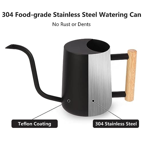 Plant Watering Can,35oz Metal Watering Can,Stainless Steel Watering Can Indoor Plants with Long Curved Spout,Small Watering Can for Indoor Plants,Bonsai Outdoor Garden Modern Decorative(Black)