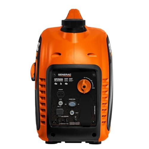 Generac 2,500-Watt Gas Powered Portable Inverter Generator - Compact and Lightweight Design - Produces Clean, Stable Power - COsense Technology - Perfect for Home use - Orange/Black