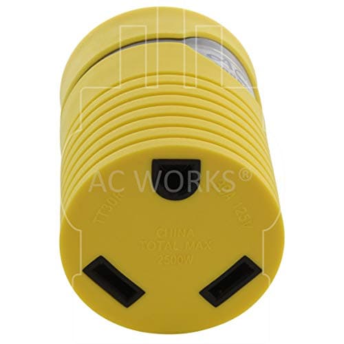 AC WORKS Generator to 30Amp RV Adapter (L14-20 20A 4-Prong Locking Compact) Yellow