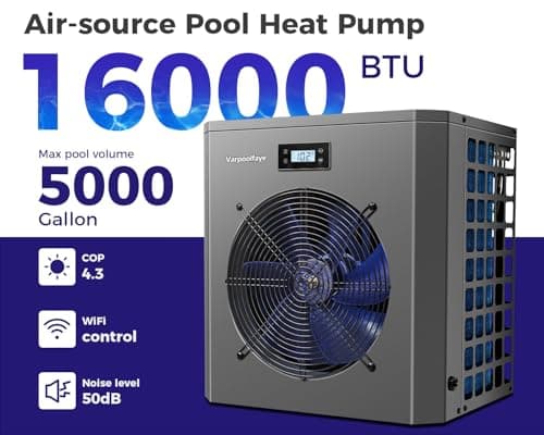 Pool Heater for Above Ground Pool 16000 BTU Heating and Cooling Up to 5000 Gallon Pool Heater 120v Electric Pool Heat Pump WiFi Smart Control via APP Spa Heater Pump