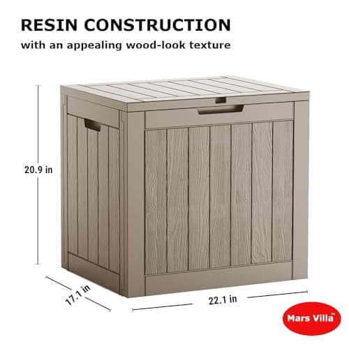 31 Gallon Deck Box, Outdoor Storage Box Waterproof, Outside Resin Storage Bin for Outdoor Patio Furniture Cushions, Pool Supplies, Garden Tools, UV-Resistant and Weatherproof, Light Brown