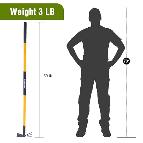 Hoe Garden Tool, Heavy Duty Long Handle Rake Cultivator Manual Weeder for Yard Lawn Patio Garden Planting